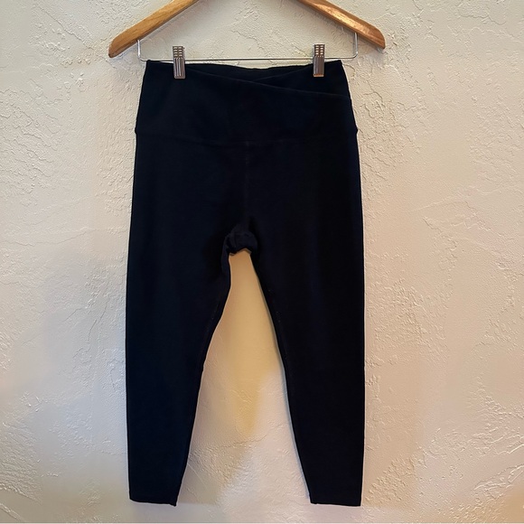 Beyond Yoga Midnight Black Cropped Leggings with Crossover Waist- made in USA - Picture 2 of 5